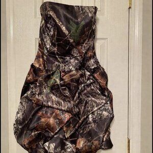 Mossy Oak Camo Strapless, Short Bubble Dress by CamoFormal
